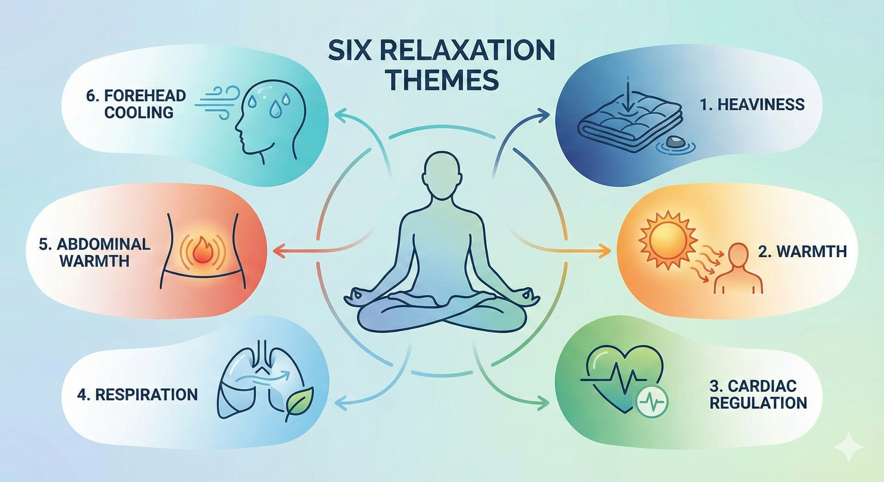 Table listing the six autogenic training relaxation themes